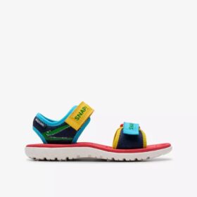 Kids Surfing Ace Navy Print Flat Sandals Us
