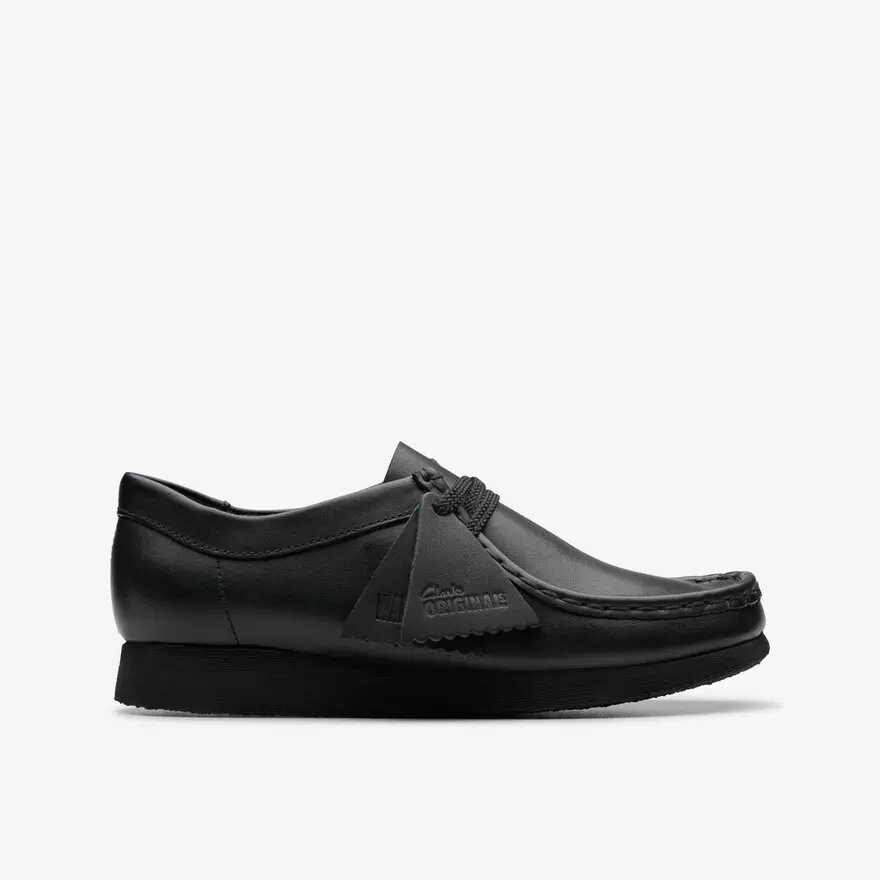 Kids Wallabee™ Older Black Leather Shoes Kids Wallabee™ Older Black Leather Shoes