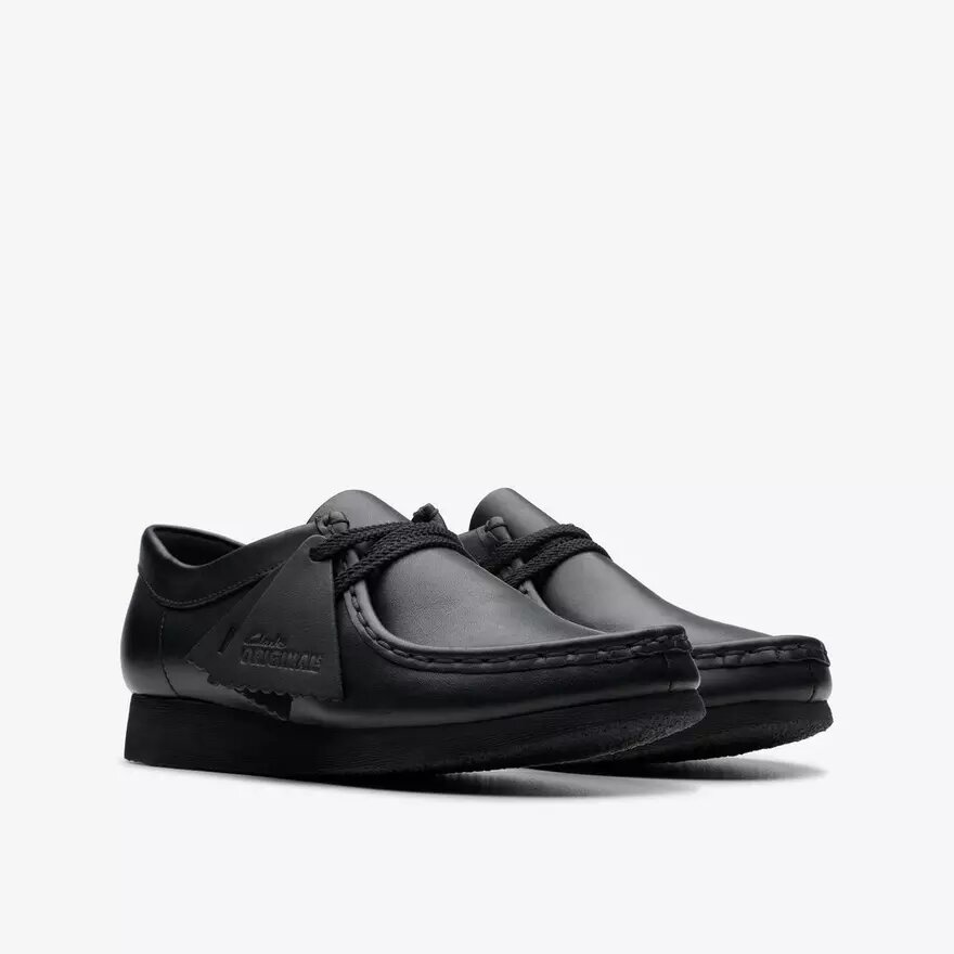 Kids Wallabee™ Older Black Leather Shoes Kids Wallabee™ Older Black Leather Shoes