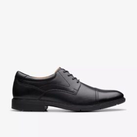 Men’s Eldredge Cap Black Leather Oxford Shoes| Clarks
