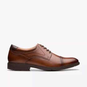 Men’s Eldredge Cap Dark Tan Leather Oxford Shoes| Clarks
