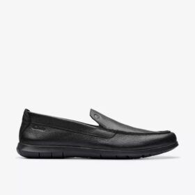 Men’s Flexway Step Black Leather Loafers