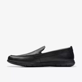 Men’s Flexway Step Black Leather Loafers