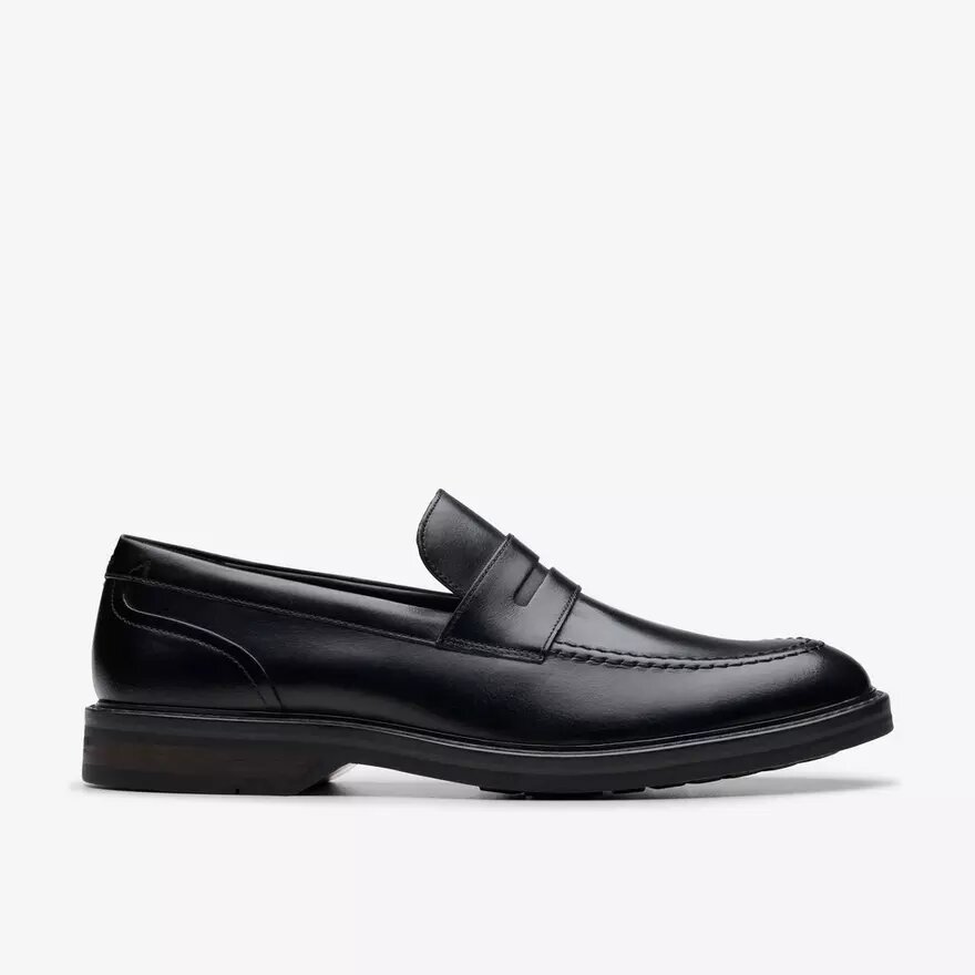 Mens Aldwin Step Black Leather Loafer Shoes Mens Aldwin Step Black Leather Loafer Shoes
