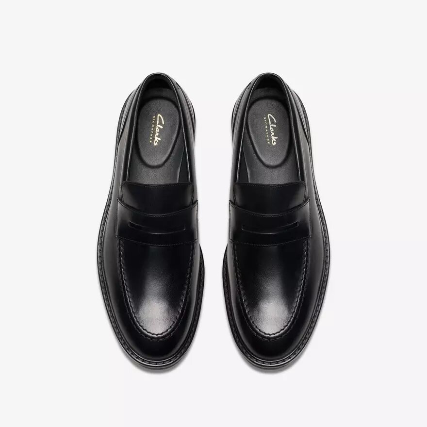 Mens Aldwin Step Black Leather Loafer Shoes Mens Aldwin Step Black Leather Loafer Shoes