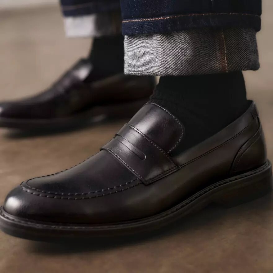 Mens Aldwin Step Black Leather Loafer Shoes Mens Aldwin Step Black Leather Loafer Shoes