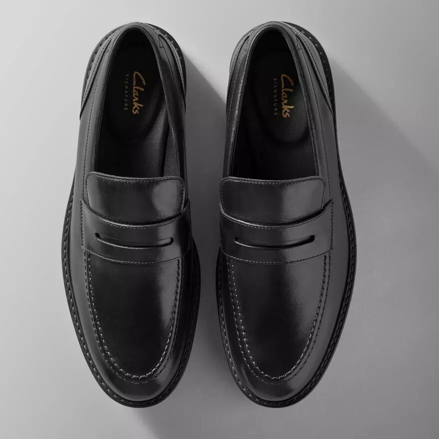 Mens Aldwin Step Black Leather Loafer Shoes Mens Aldwin Step Black Leather Loafer Shoes