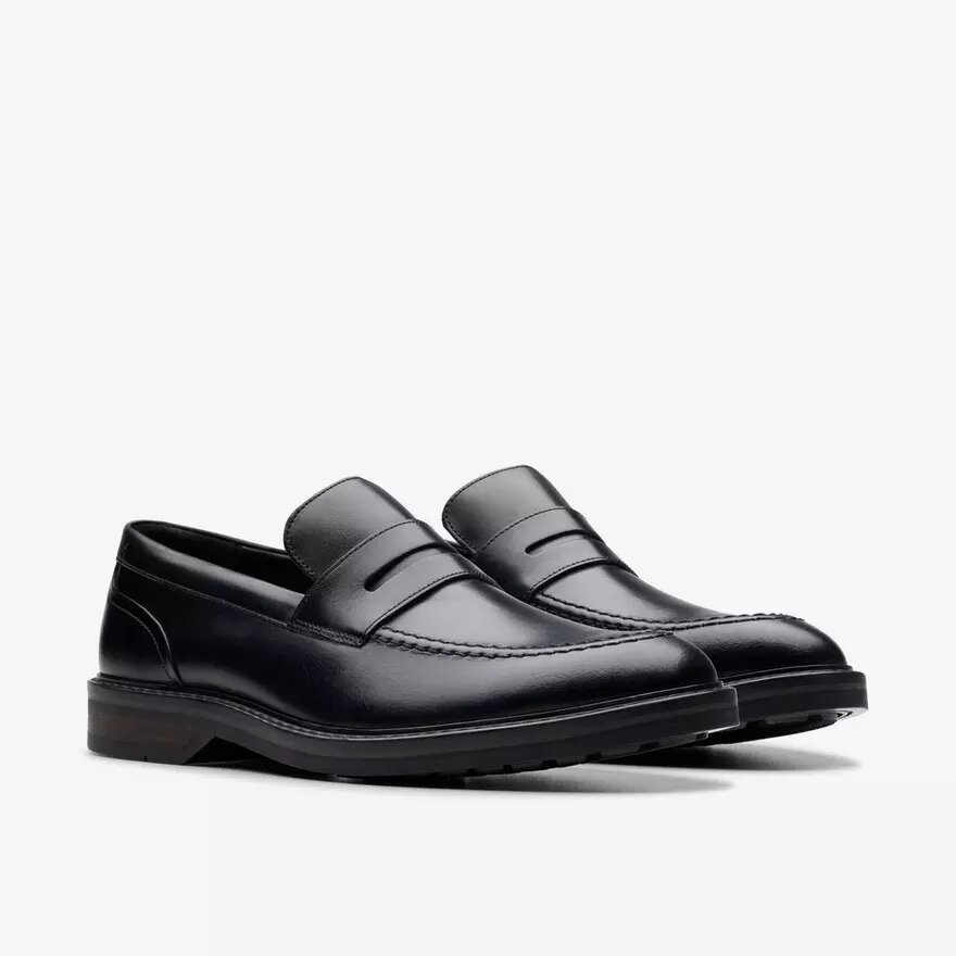 Mens Aldwin Step Black Leather Loafer Shoes Mens Aldwin Step Black Leather Loafer Shoes