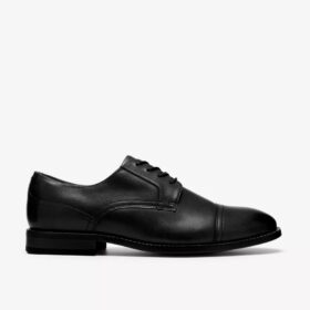 Mens Bowburn Cap Black Leather Oxford