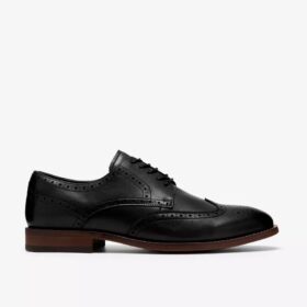 Mens Bowburn Tip Black Leather Oxfords