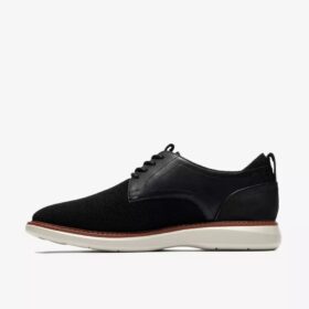 Mens Brantin Plain Black Knit Oxford Shoe