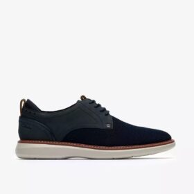 Mens Brantin Plain Navy Knit Derby Shoe