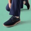 Mens Brantin Plain Navy Knit Derby Shoe