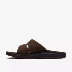 Mens Breeze Slide Dark Brown Flip Flops| Clarks