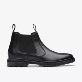 Mens Burchill up Black Leather Chelsea Boots