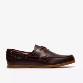 Mens Charmouth Lace Brown Leather Boat Shoes