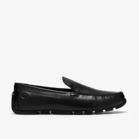 Mens Corsley Plain Black Leather Loafers