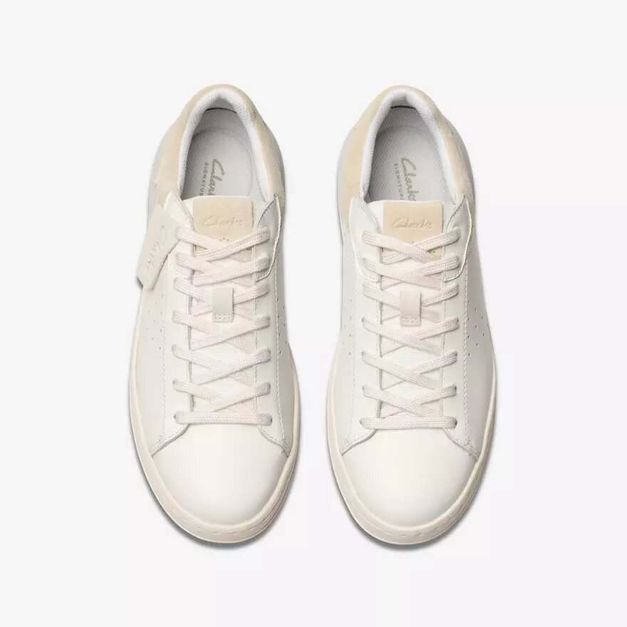 Mens Courtlite2 Run White Leather Sneakers Mens Courtlite2 Run White Leather Sneakers