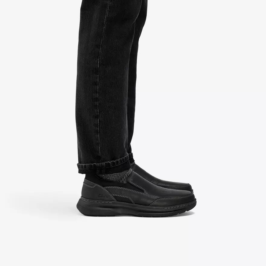 Mens Craftwell Step Black Tumbled Slip-On Shoes Mens Craftwell Step Black Tumbled Slip-On Shoes