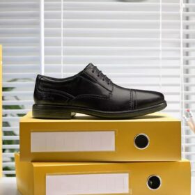 Mens Dresslite Cap Black Leather Oxford