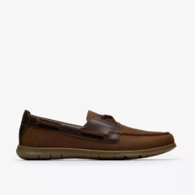 Mens Flexway 2Eye Brown Nubuck Boat Shoe