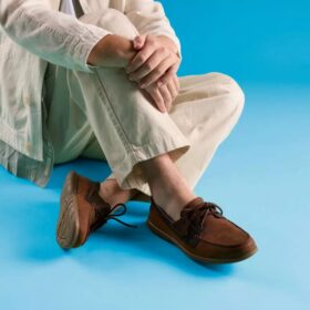 Mens Flexway 2Eye Brown Nubuck Boat Shoe