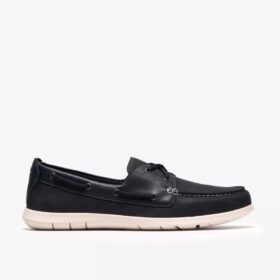 Mens Flexway 2Eye Navy Nubuck Boat Shoes