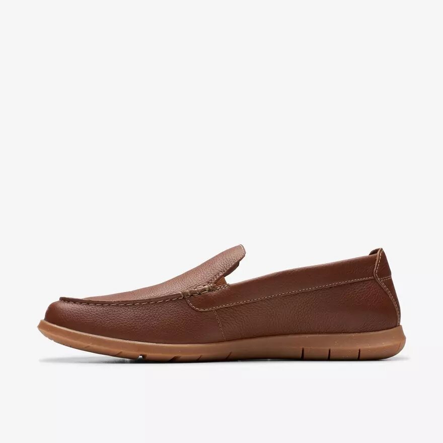 Mens Flexway Step Light Brown Leather Loafer Slip on Shoes Mens Flexway Step Light Brown Leather Loafer Slip on Shoes