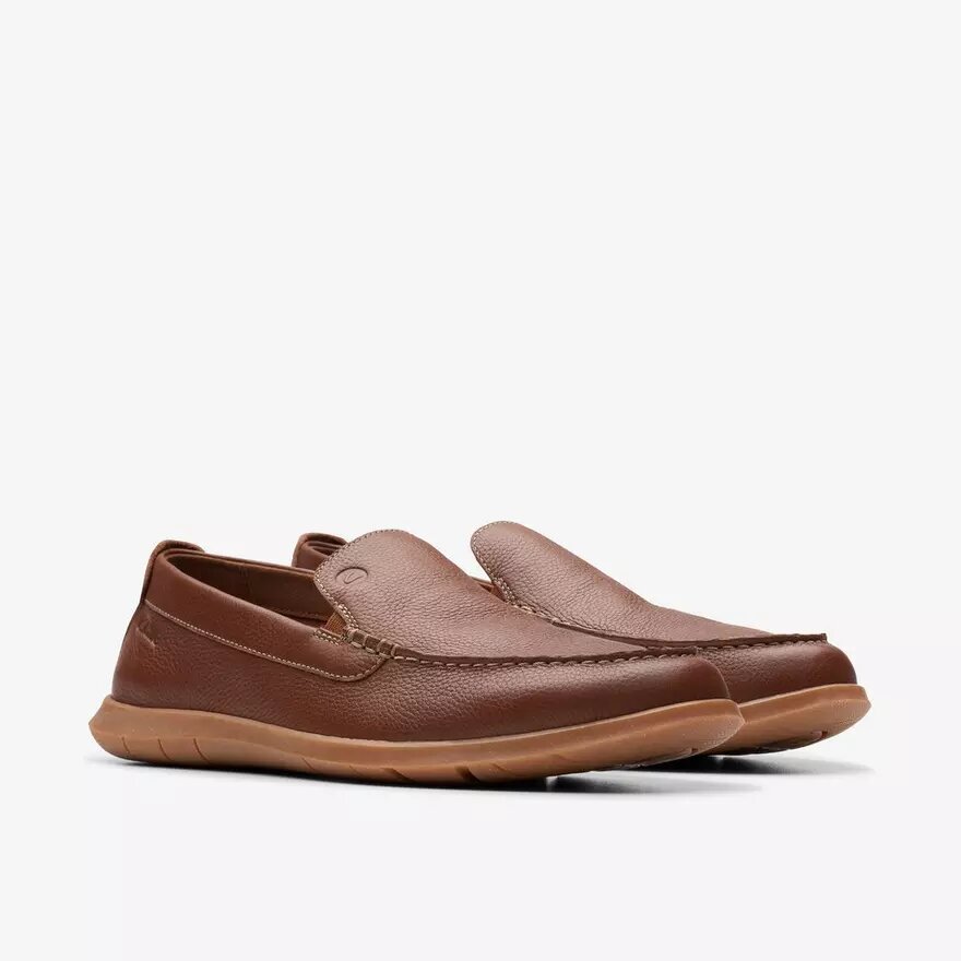 Mens Flexway Step Light Brown Leather Loafer Slip on Shoes Mens Flexway Step Light Brown Leather Loafer Slip on Shoes