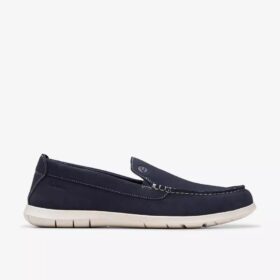 Mens Flexway Step Navy Suede Summer Loafer Slip on Shoes