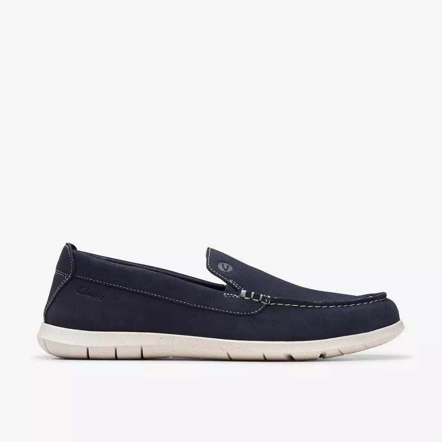 Mens Flexway Step Navy Suede Summer Loafer Slip on Shoes Mens Flexway Step Navy Suede Summer Loafer Slip on Shoes