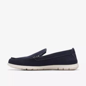 Mens Flexway Step Navy Suede Summer Loafer Slip on Shoes