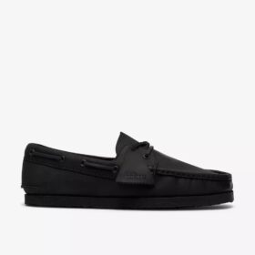 Mens Godney Boat Black Leather Boat Shoes