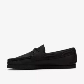 Mens Godney Boat Black Leather Boat Shoes