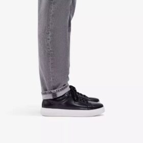 Mens Goswell Tie Black Leather Sneaker