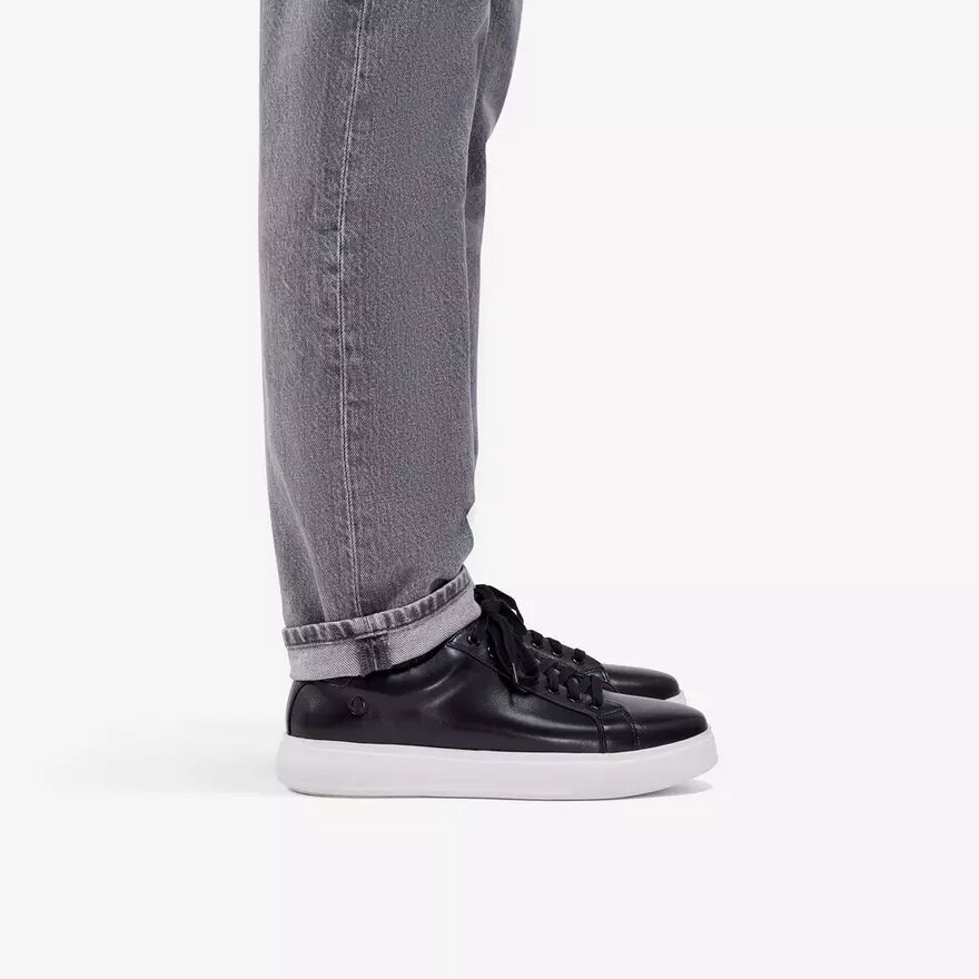 Mens Goswell Tie Black Leather Sneaker Mens Goswell Tie Black Leather Sneaker
