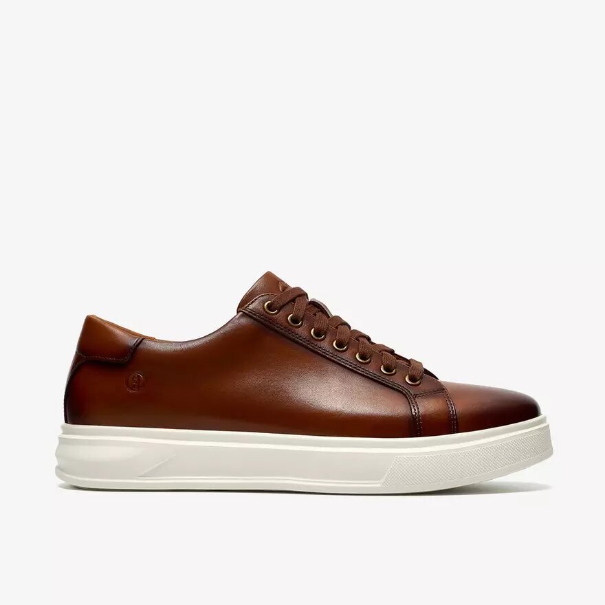 Mens Goswell Tie Tan Leather Sneakers Mens Goswell Tie Tan Leather Sneakers