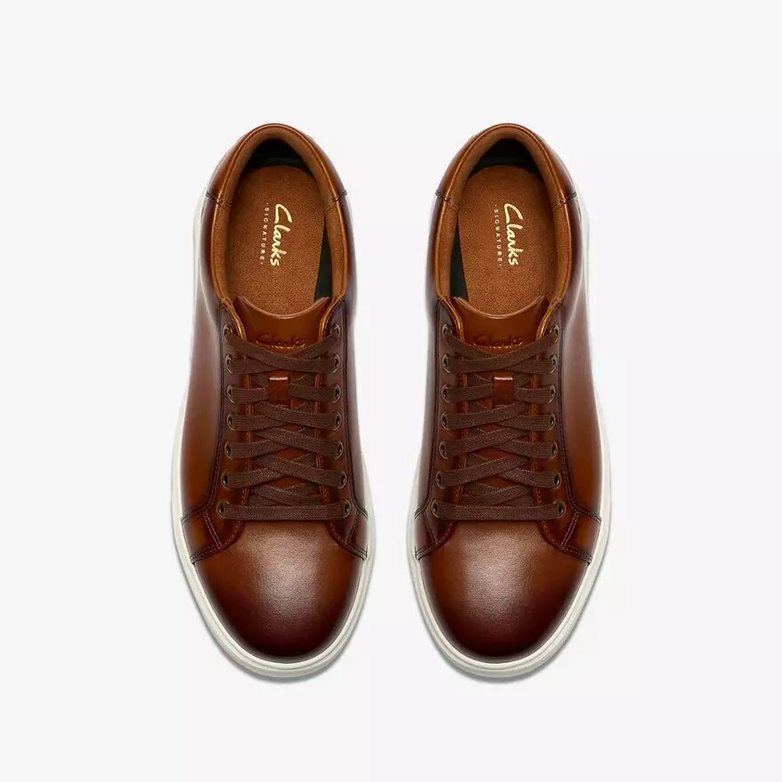 Mens Goswell Tie Tan Leather Sneakers Mens Goswell Tie Tan Leather Sneakers