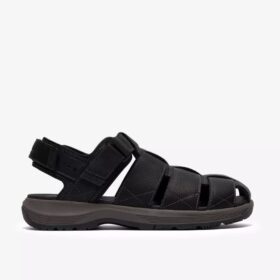 Mens Guideview Cove Black Leather Sandal
