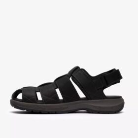 Mens Guideview Cove Black Leather Sandal