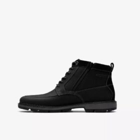Mens Maplewalk Rise Black Leather Ankle Boots