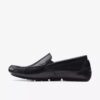 Mens Markman Plain Black Leather Driver Loafers