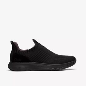 Mens Motion Trek in Black Knit Sneakers
