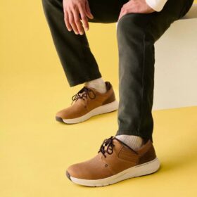 Mens Motion Trek Pt Dark Tan Leather Sneaker
