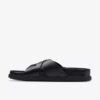Mens Torford Cross Black Leather Flat Sandals Mens Torford Cross Black Leather Flat Sandals