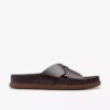Mens Torford Cross Brown Leather Flat Slide Sandals Mens Torford Cross Brown Leather Flat Slide Sandals