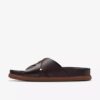 Mens Torford Cross Brown Leather Flat Slide Sandals Mens Torford Cross Brown Leather Flat Slide Sandals