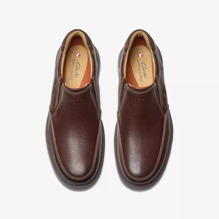 Mens Un Briley Step Mahogany Leather Loafer Shoes| Clarks Mens Un Briley Step Mahogany Leather Loafer Shoes| Clarks