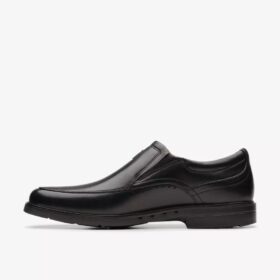 Mens Un Kendric Go Black Leather Loafer Shoes| Clarks