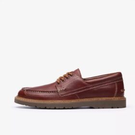 Mens Weltridge Moc Dark Tan Leather Boat Shoe